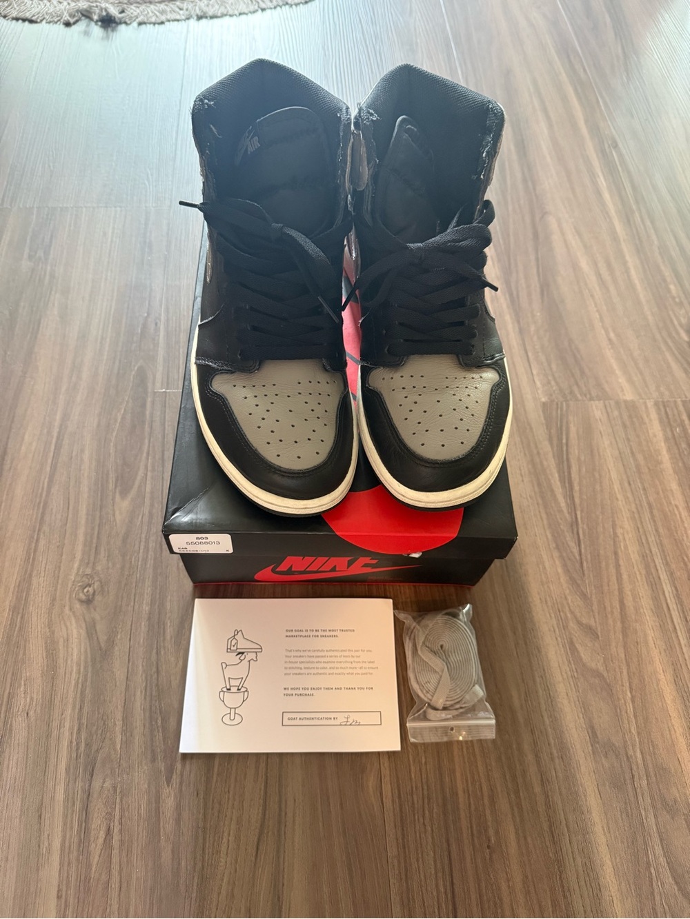 Nike Air Jordan 1 Retro High OG Shadow 2.0 Size 9.5 Black Grey 555088-035